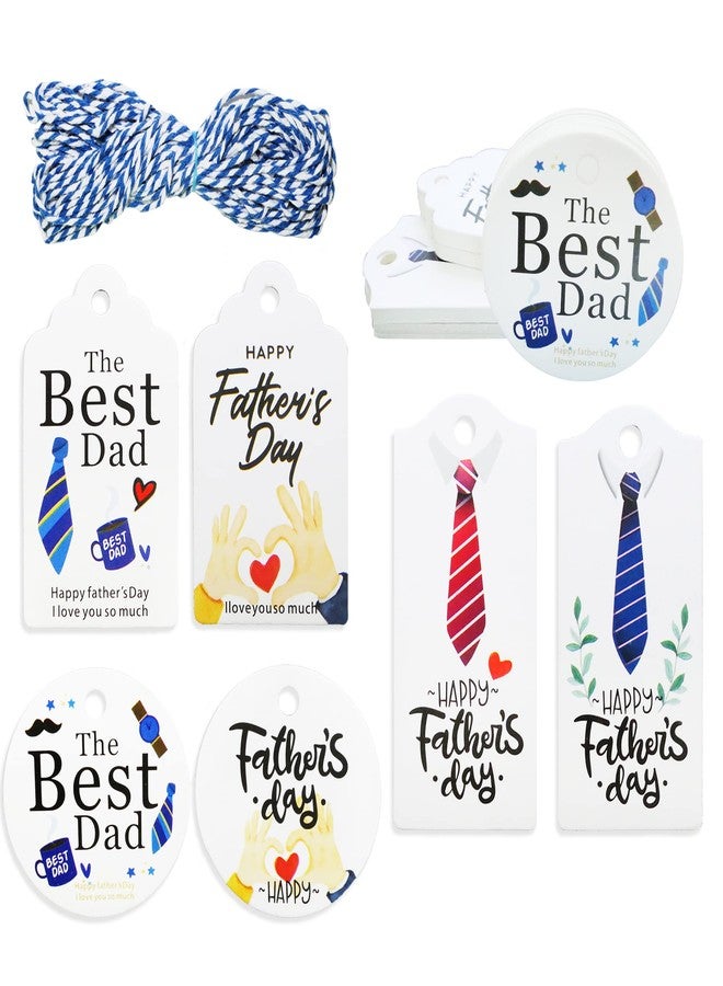HADDIY Father's Day Gift Tags,60 Pcs Happy Father's Day Hanging Paper Tags with String Dad Labels for Gift Wrapping Supplies - Image 1
